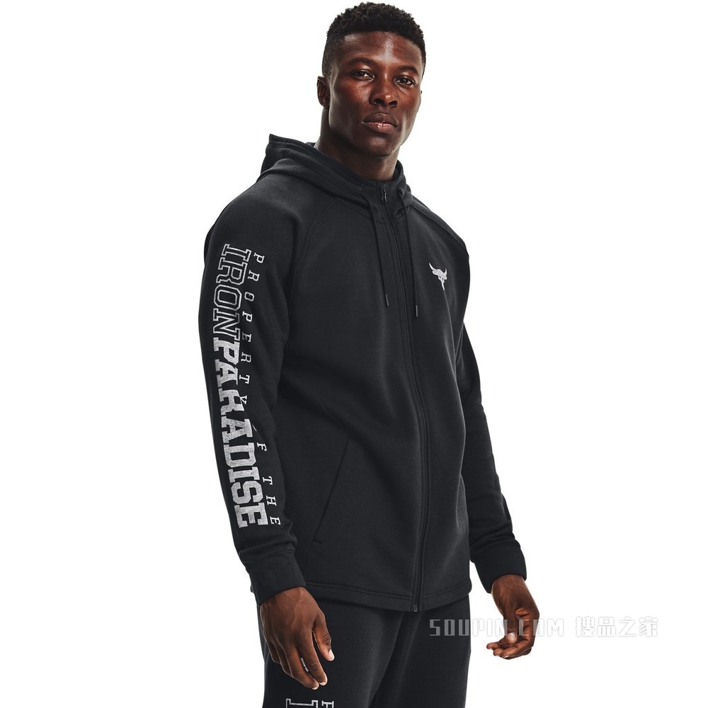 男士Project Rock强森Charged Cotton®抓绒全拉链连帽上衣