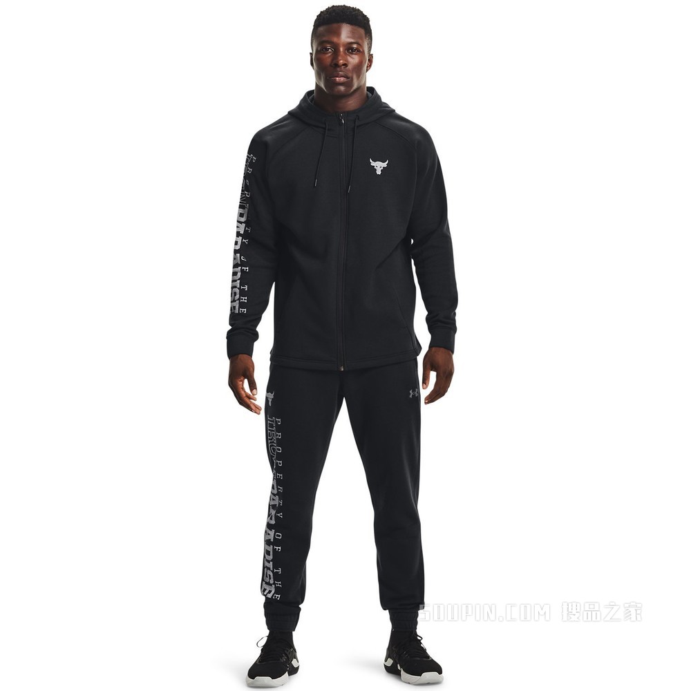 男士Project Rock强森Charged Cotton®抓绒全拉链连帽上衣