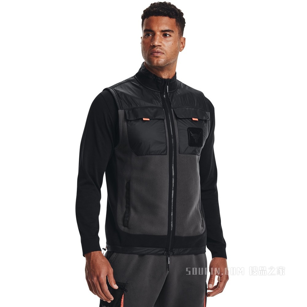 男士Project Rock强森Micro抓绒全拉链马甲