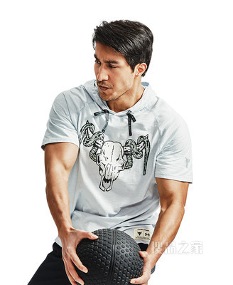 男士Project Rock强森Charged Cotton®连帽短袖T恤