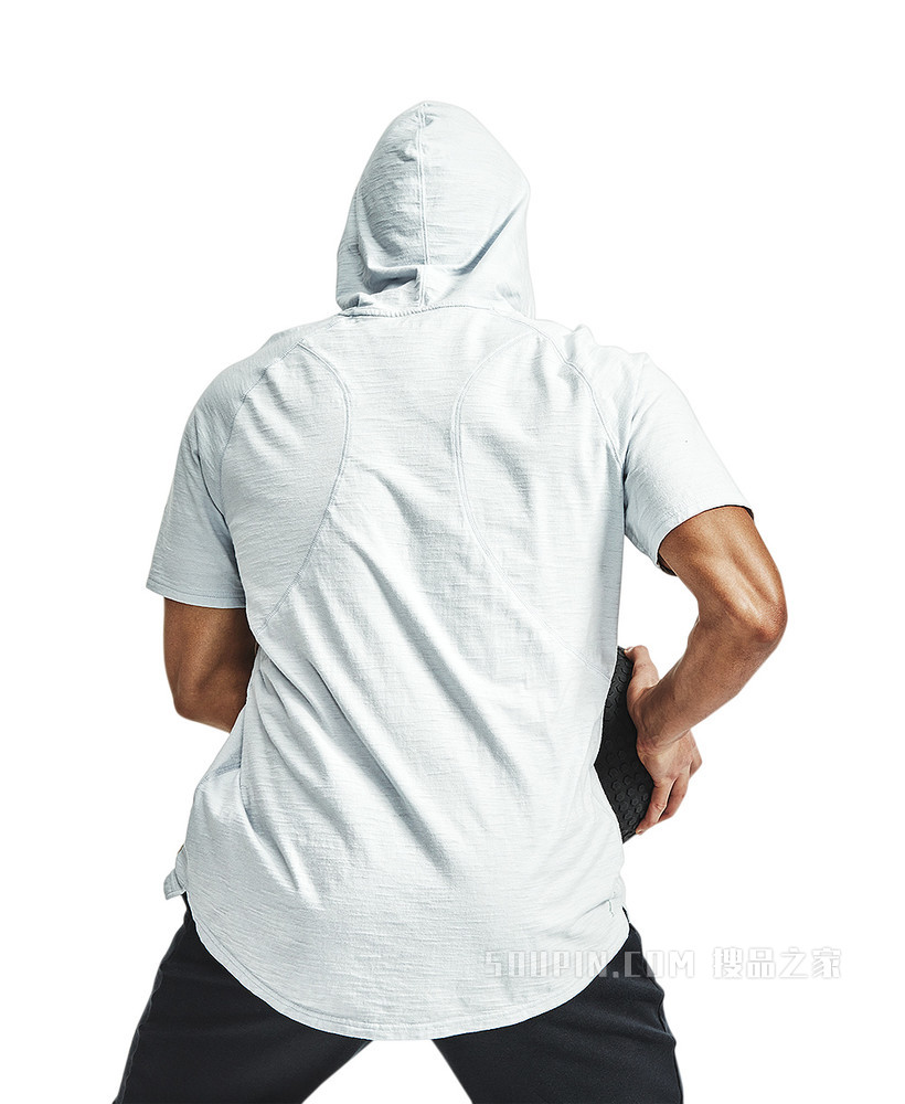 男士Project Rock强森Charged Cotton®连帽短袖T恤