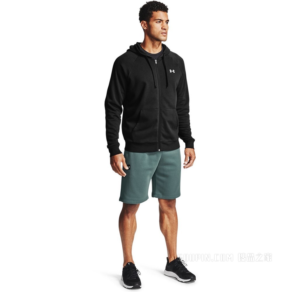 男士UA Rival Cotton拉链连帽上衣