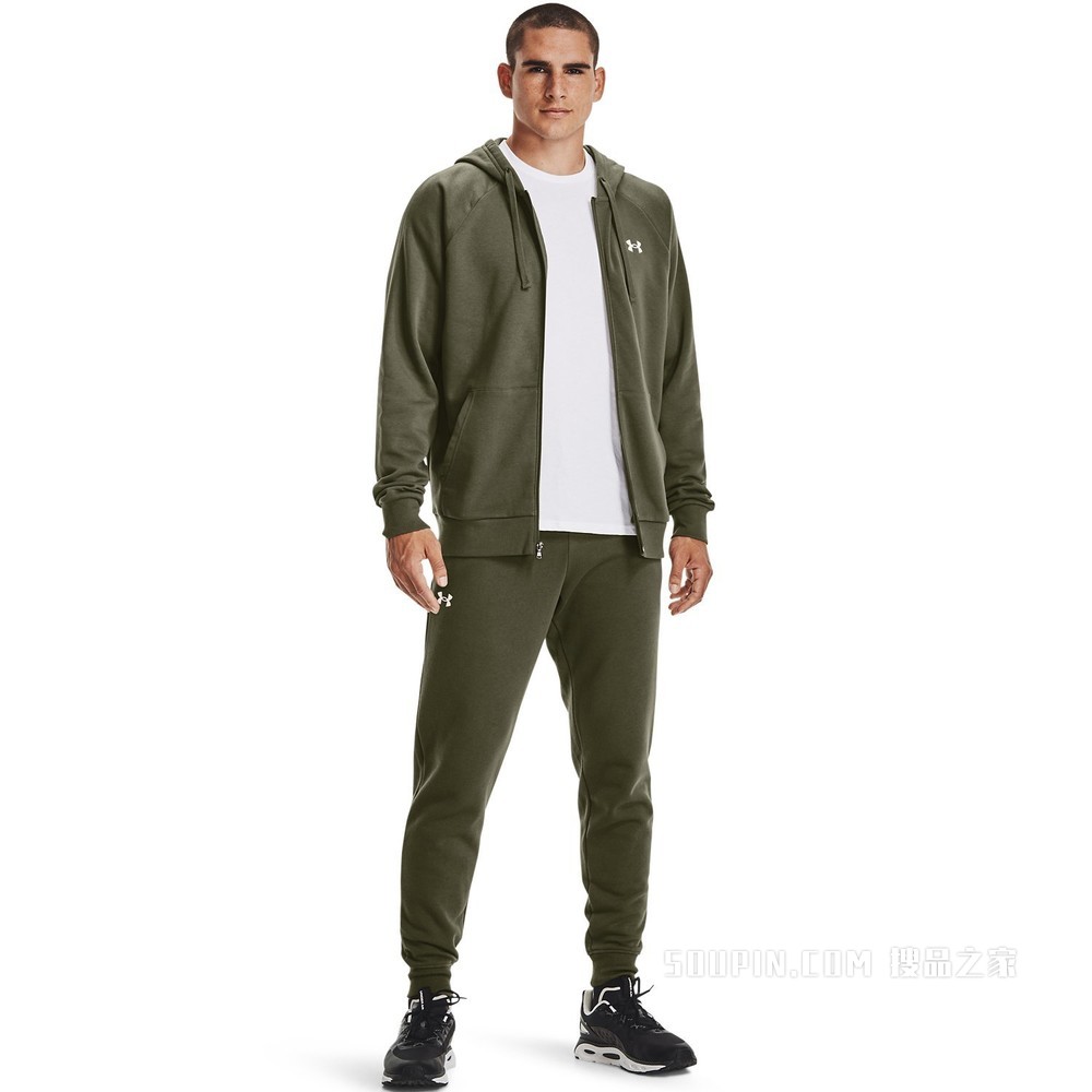 男士UA Rival Cotton拉链连帽上衣