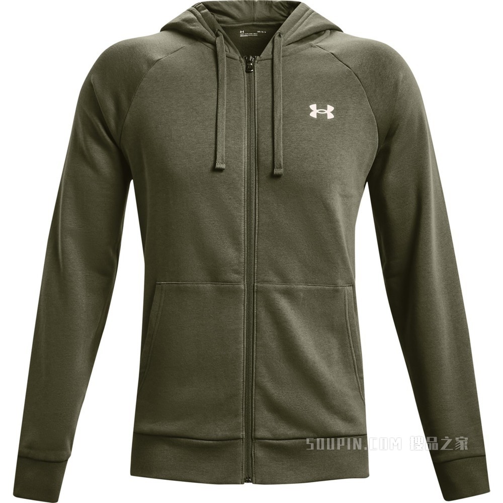 男士UA Rival Cotton拉链连帽上衣