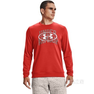 男士UA Rival Terry Lockertag Overlap Crew圆领上衣