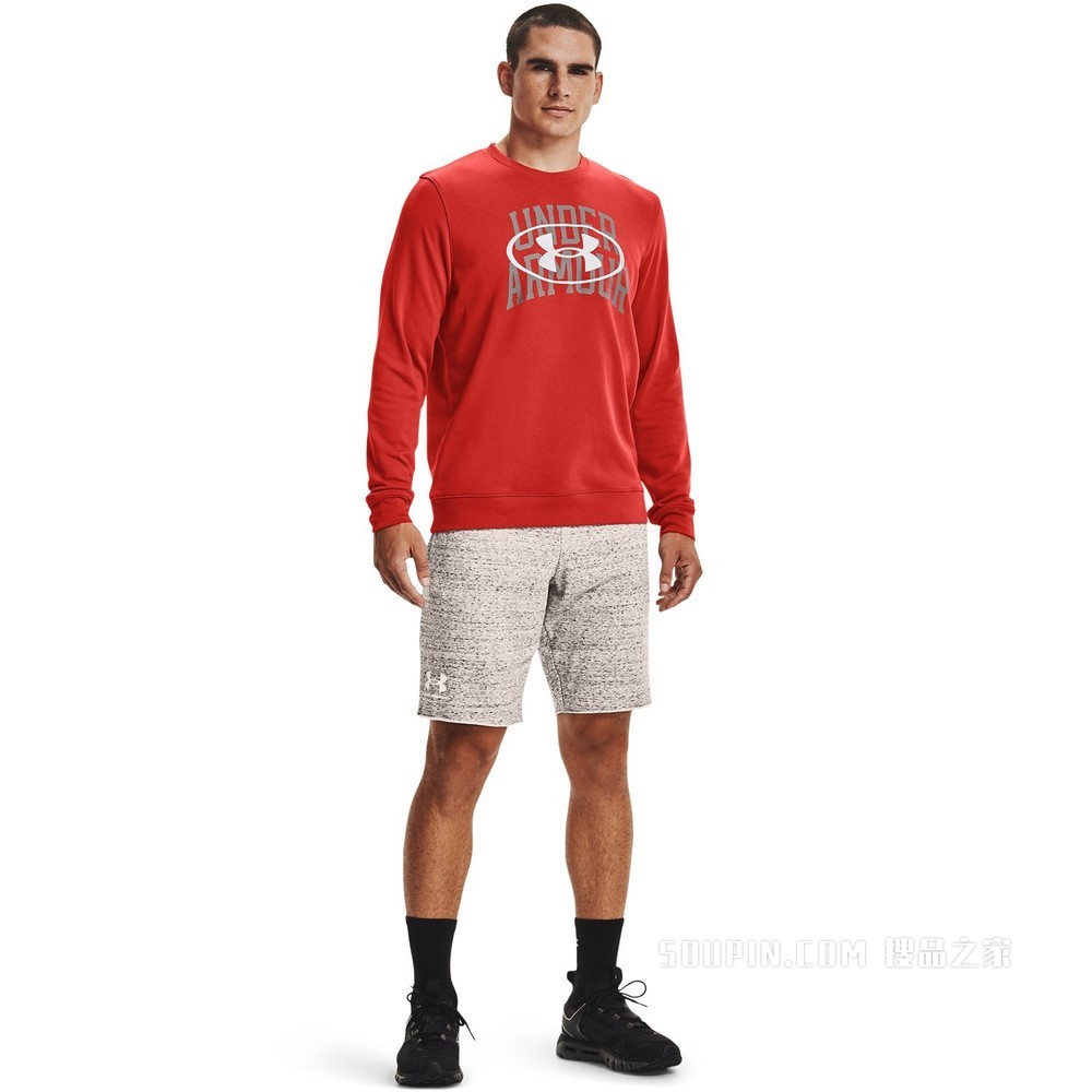 男士UA Rival Terry Lockertag Overlap Crew圆领上衣