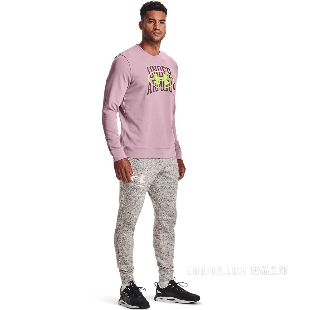 男士UA Rival Terry Lockertag Overlap Crew圆领上衣