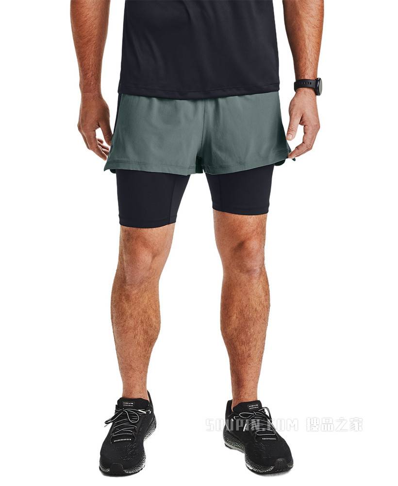 男士UA RUSH二合一跑步短裤