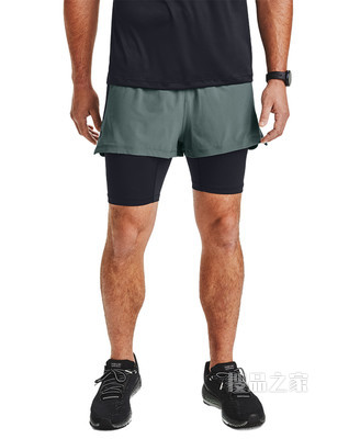 男士UA RUSH二合一跑步短裤