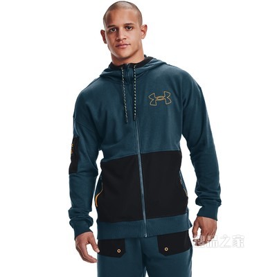 男士UA Rival Terry Scribble全拉链运动上衣