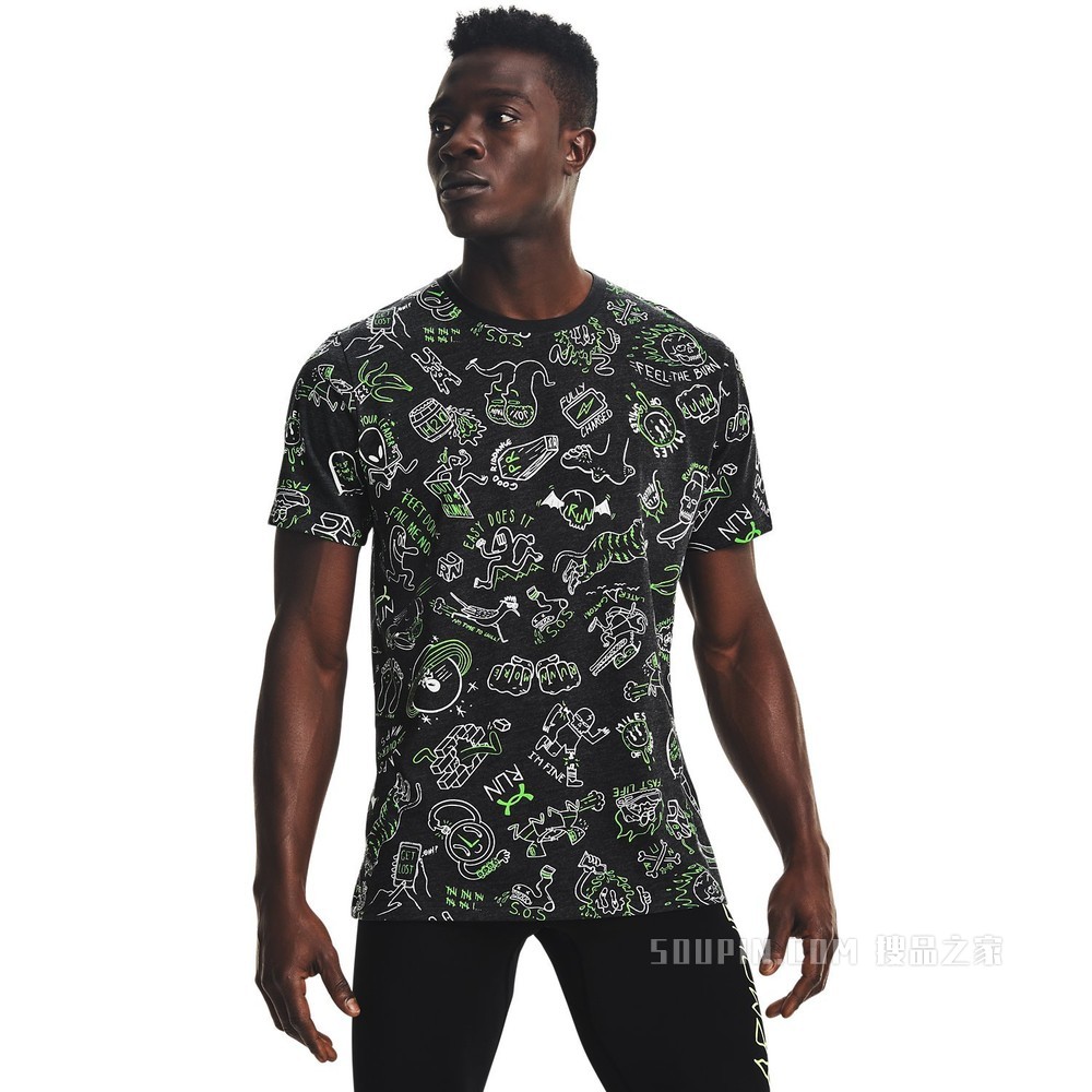 男士UA Your Face Off Print跑步短袖T恤