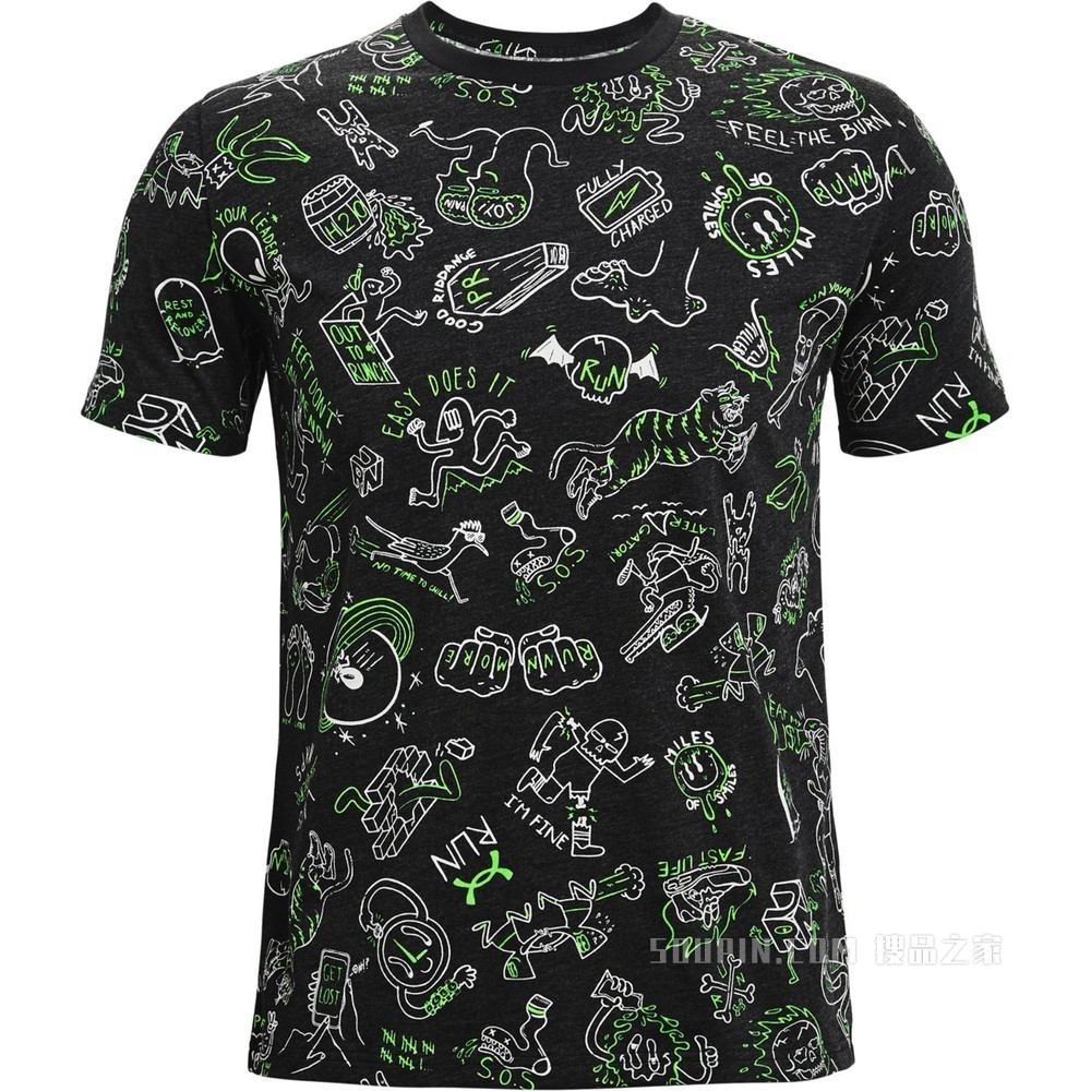 男士UA Your Face Off Print跑步短袖T恤