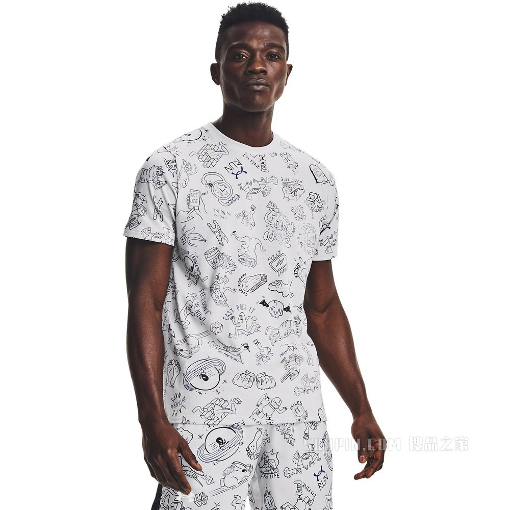 男士UA Your Face Off Print跑步短袖T恤