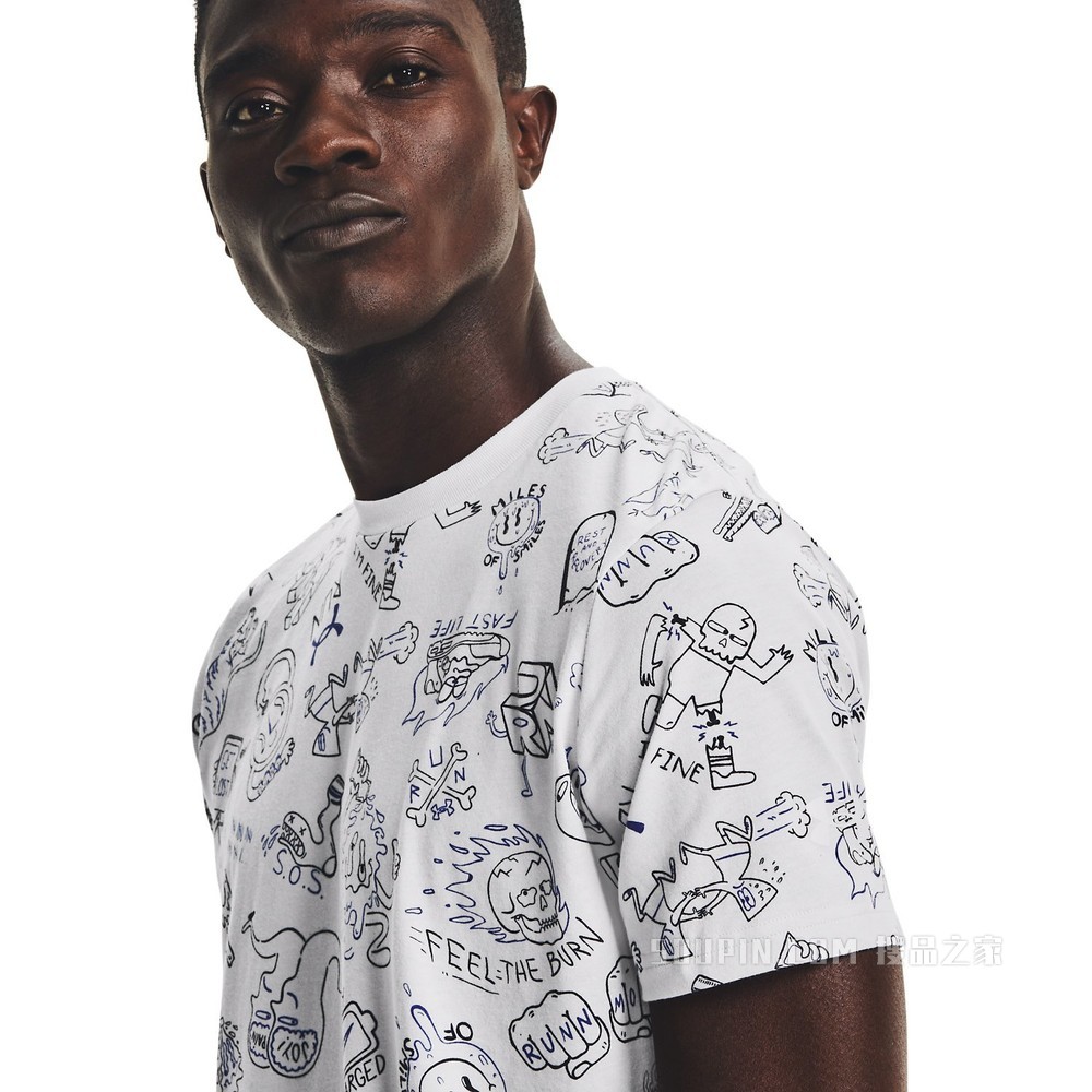 男士UA Your Face Off Print跑步短袖T恤