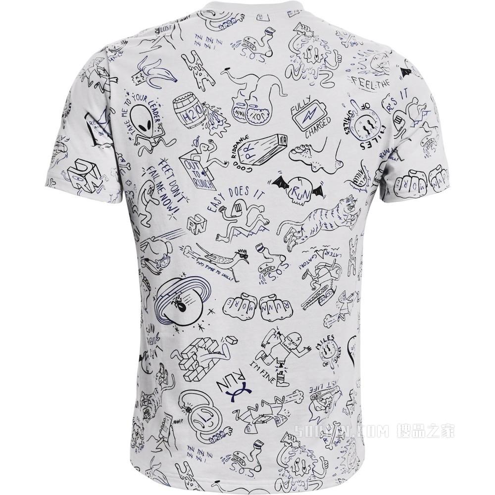 男士UA Your Face Off Print跑步短袖T恤