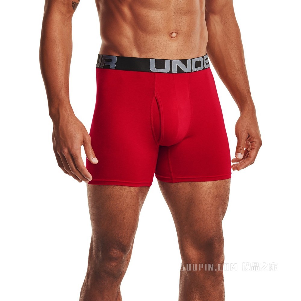 男士Charged Cotton® Boxerjock 6英寸内裤—3条装