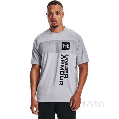 男士UA Tech 2.0 Vertical Wordmark短袖T恤