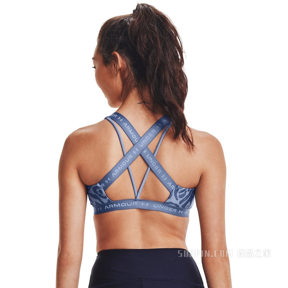 女士UA Crossback印花运动内衣—低强度