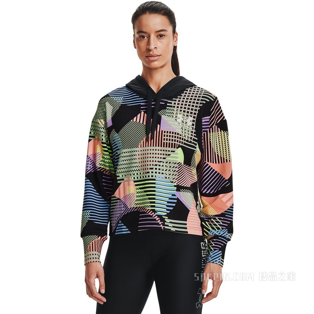 女士UA Rival Terry Geo印花连帽上衣