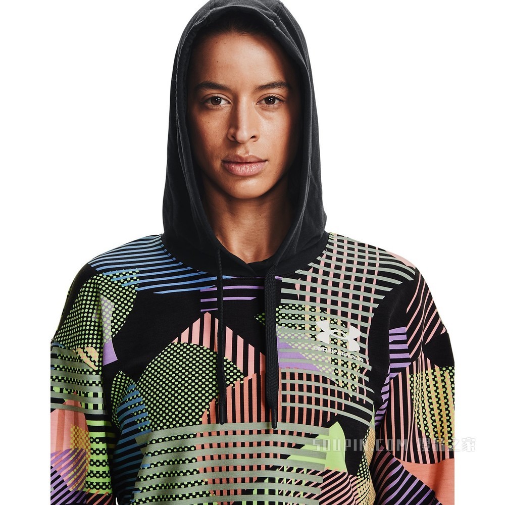 女士UA Rival Terry Geo印花连帽上衣