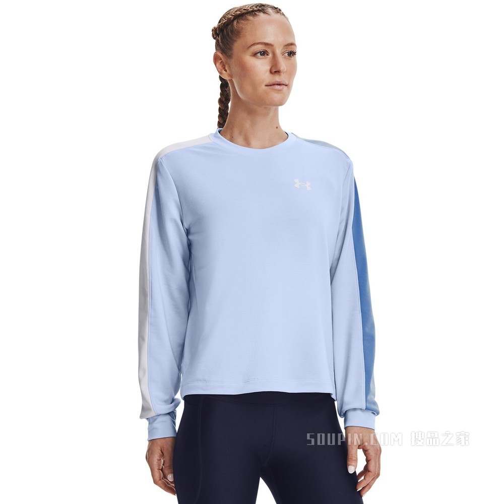 女士UA Rival Terry Colorblock圆领运动衣
