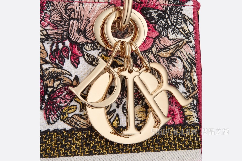 中号 Lady D-Lite 手袋 多色蝴蝶刺绣