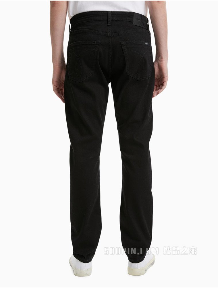 Calvin Klein 男装黑色运动楔形版刺绣LOGO宽松牛仔裤J317948