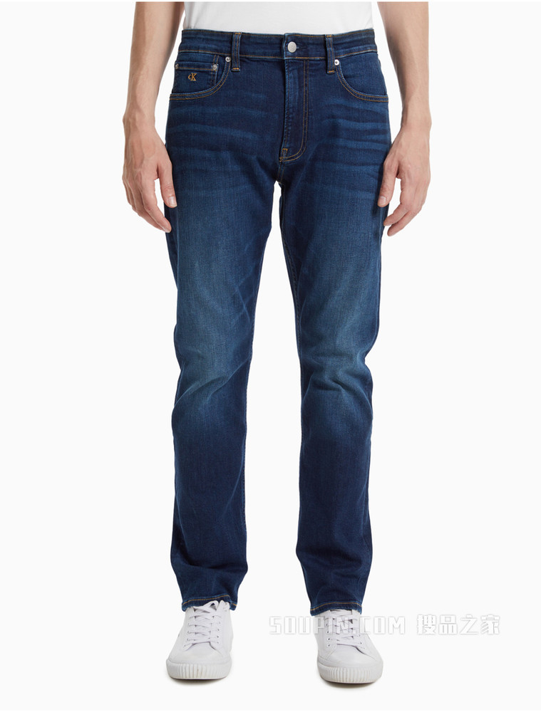 Calvin Klein 男士中腰楔形版复古LOGO皮标牛仔裤J317947