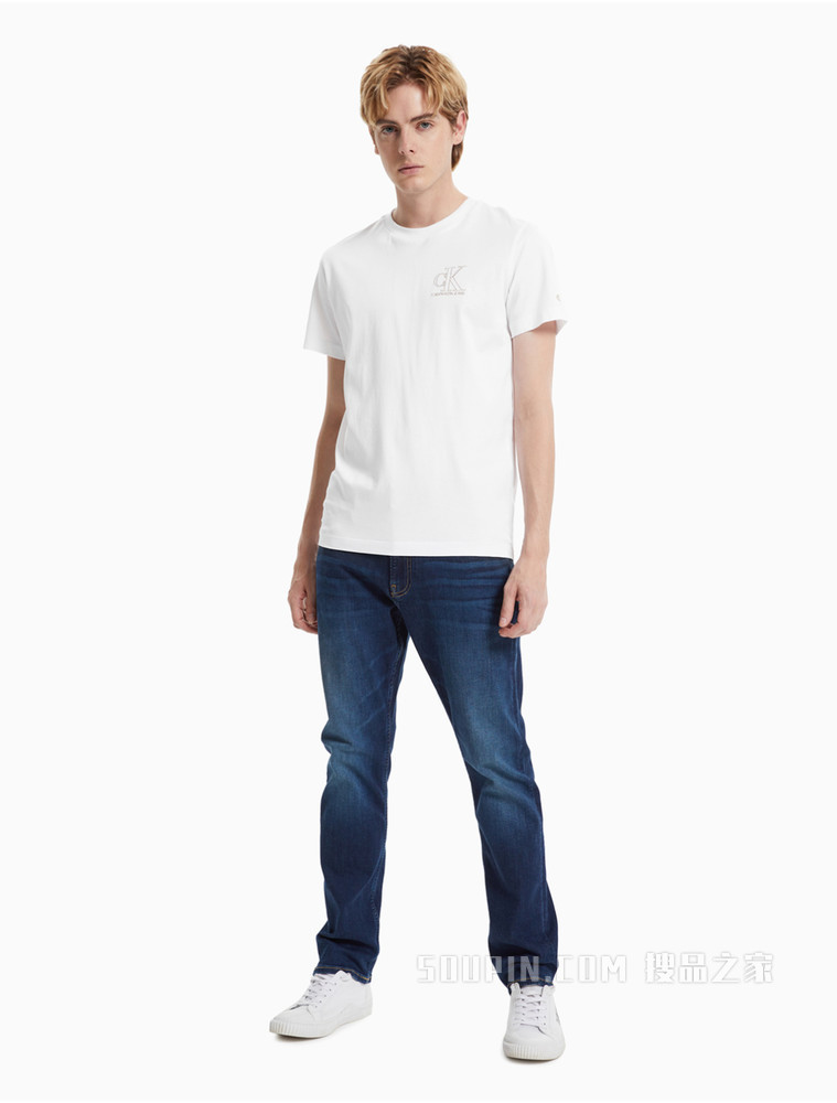 Calvin Klein 男士中腰楔形版复古LOGO皮标牛仔裤J317947
