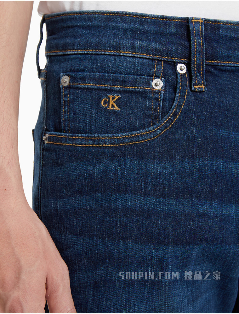 Calvin Klein 男士中腰楔形版复古LOGO皮标牛仔裤J317947
