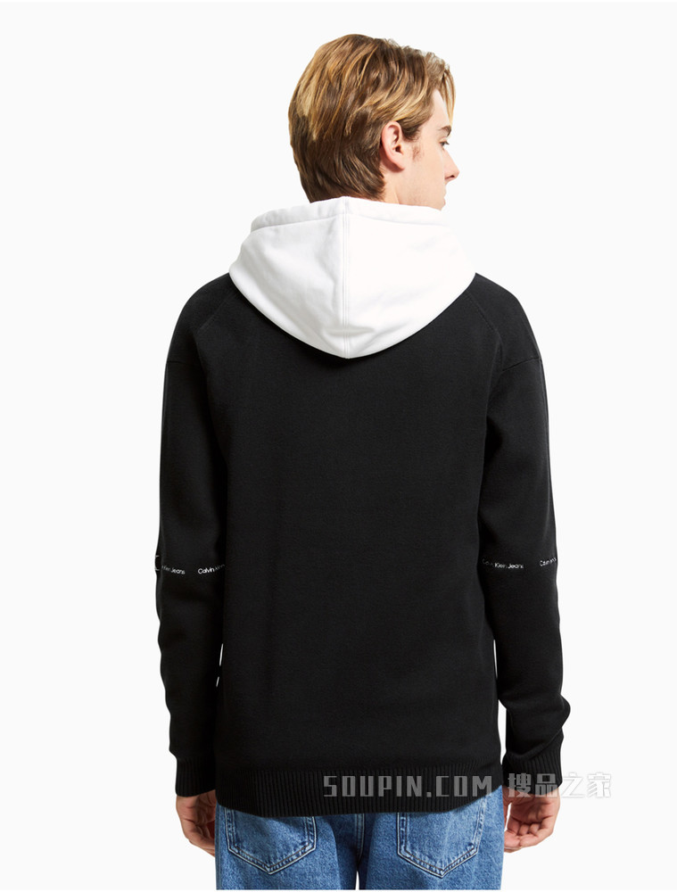 Calvin Klein 男士纽扣V领开衫纯棉刺绣毛衣针织衫J319779