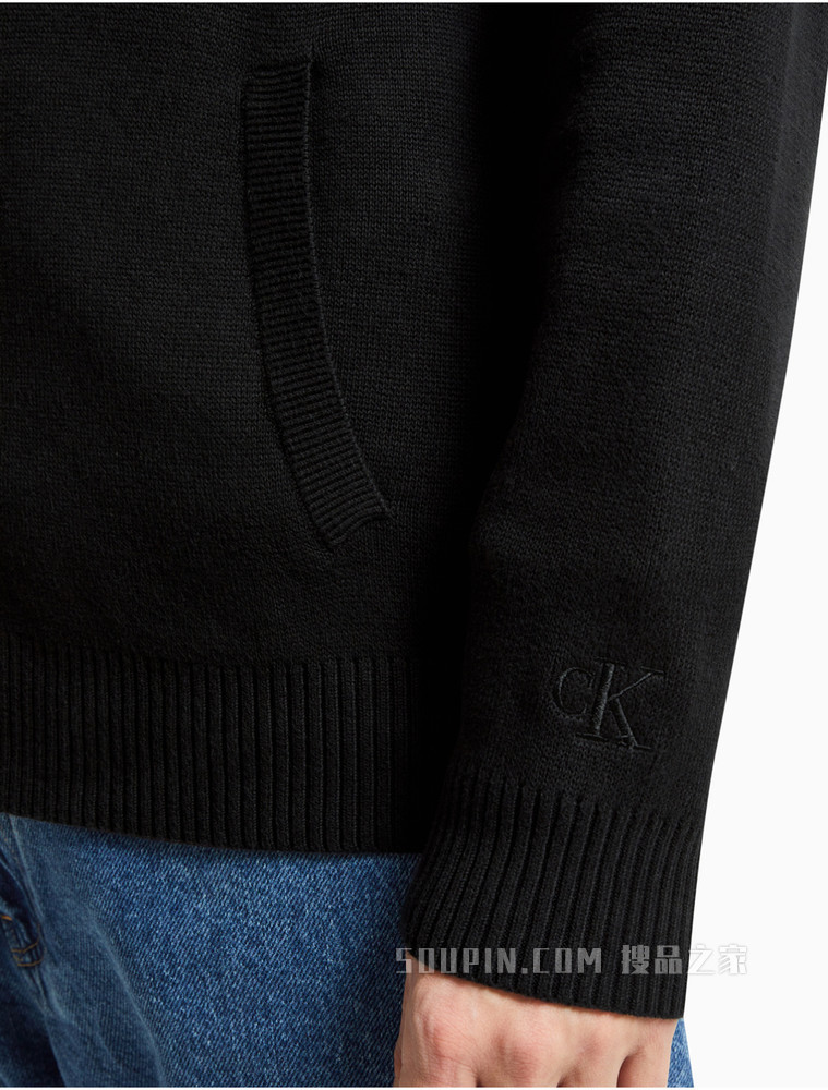Calvin Klein 男士纽扣V领开衫纯棉刺绣毛衣针织衫J319779