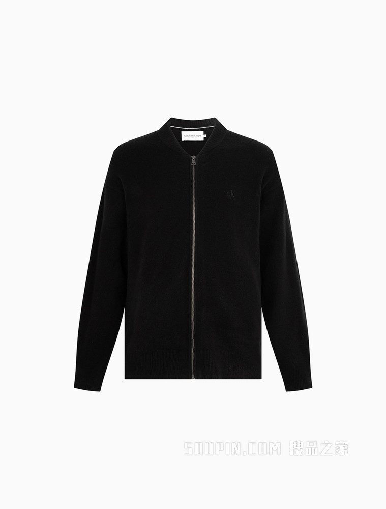 Calvin Klein 男士拉链棒球领刺绣毛衣针织开衫J319778