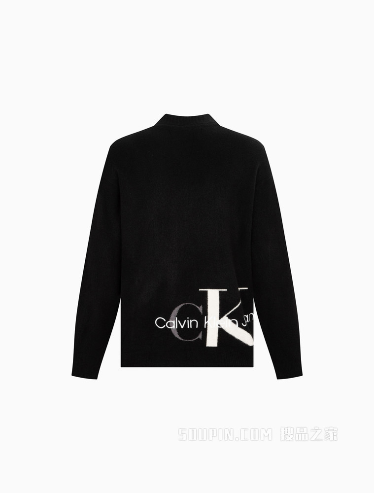 Calvin Klein 男士拉链棒球领刺绣毛衣针织开衫J319778