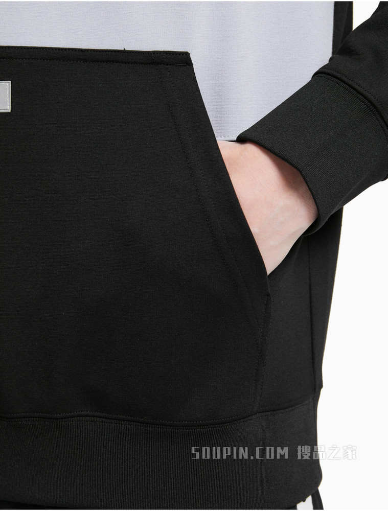Calvin Klein 男女同款连帽撞色拼接LOGO印花卫衣J400150