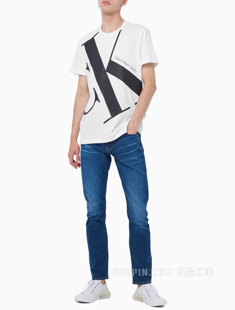 Calvin Klein 男装全棉撞色LOGO短袖T恤 J318471