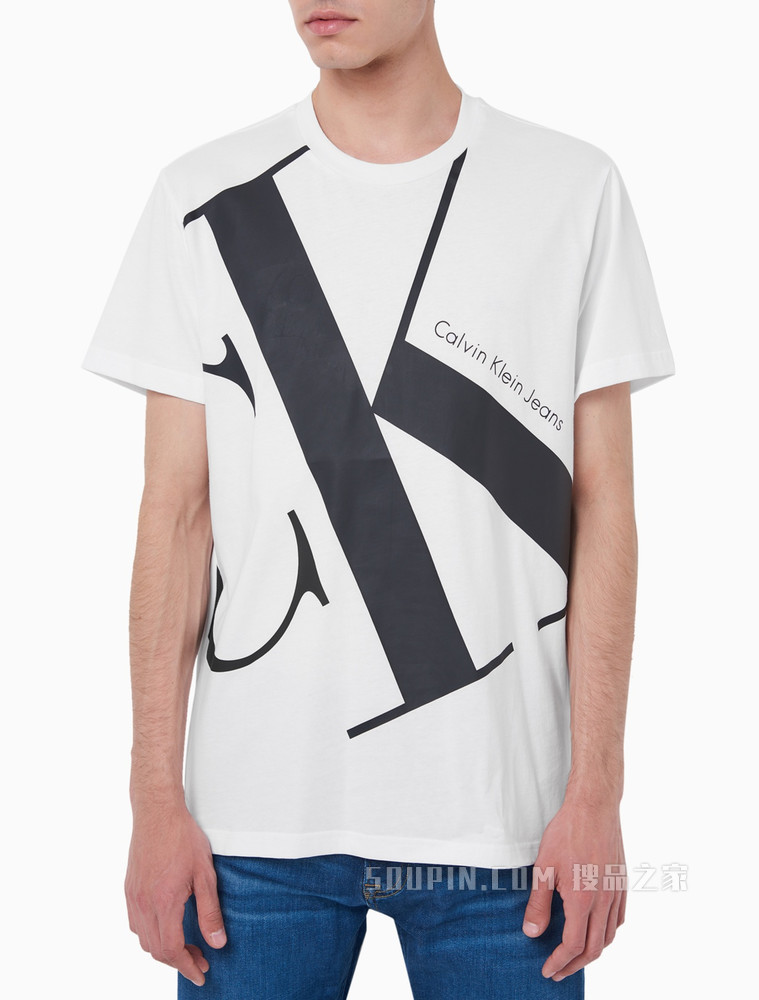 Calvin Klein 男装全棉撞色LOGO短袖T恤 J318471