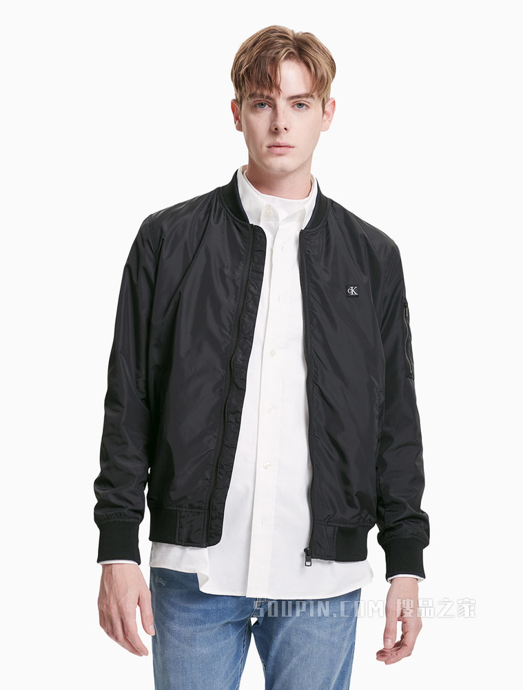 Calvin Klein 男装运动休闲棒球领刺绣LOGO单夹克外套J318040