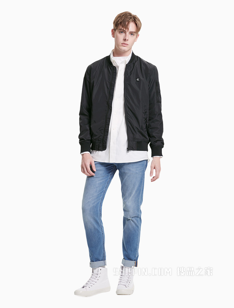 Calvin Klein 男装运动休闲棒球领刺绣LOGO单夹克外套J318040