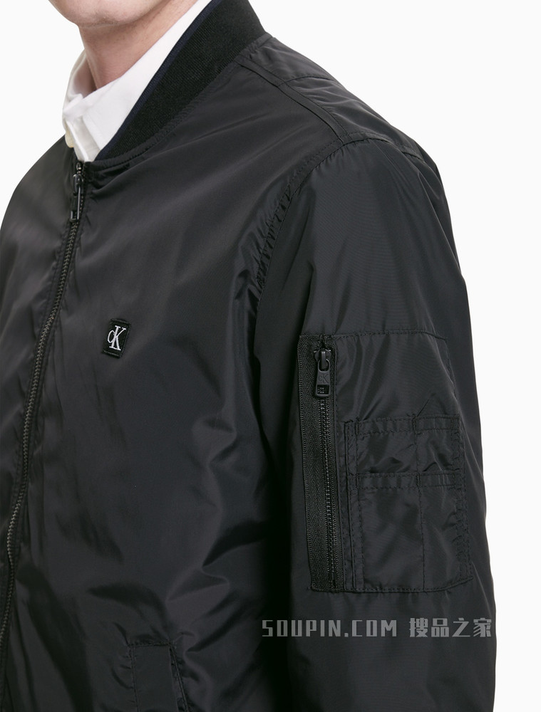 Calvin Klein 男装运动休闲棒球领刺绣LOGO单夹克外套J318040