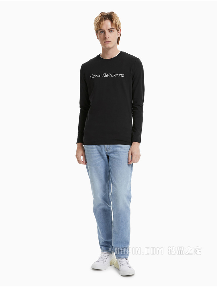 Calvin Klein男士长袖潮流LOGO印花圆领T恤J319918