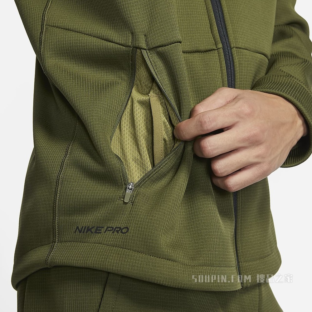 Nike Pro Therma-FIT 男子全长拉链开襟连帽训练夹克