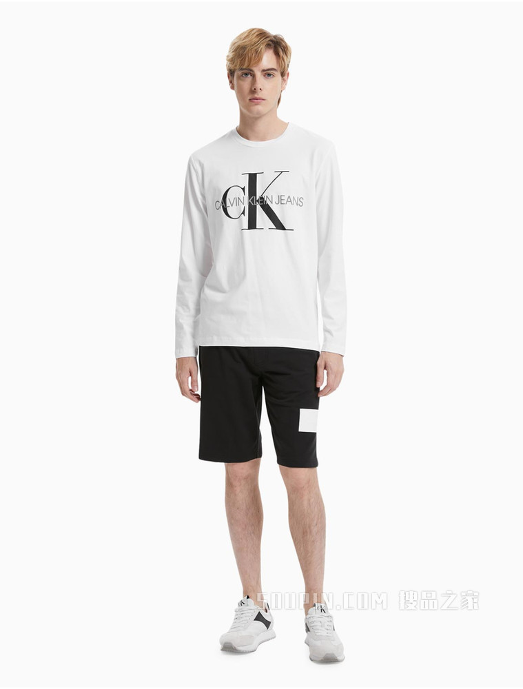 Calvin Klein 男款休闲潮流简约印花LOGO长袖T恤J318473