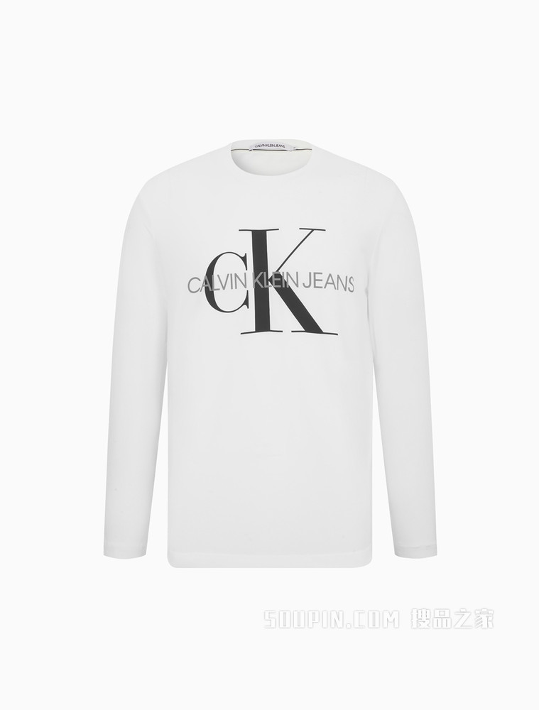 Calvin Klein 男款休闲潮流简约印花LOGO长袖T恤J318473