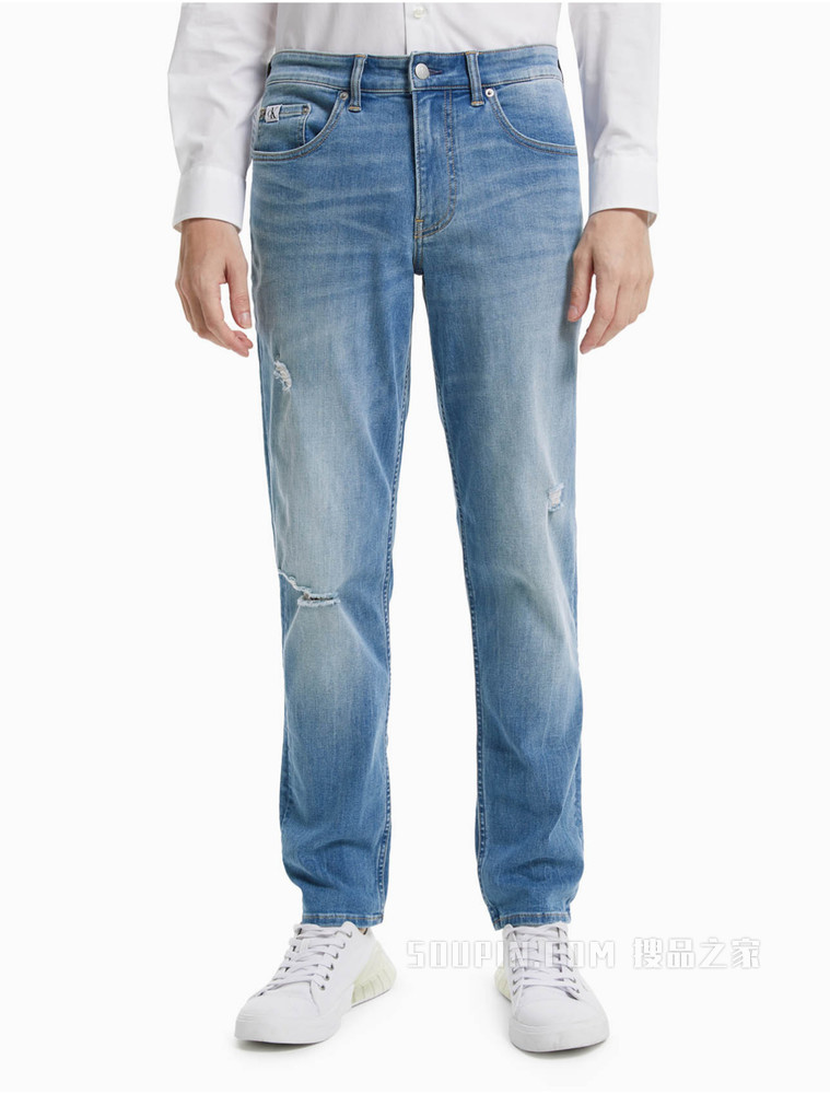 Calvin Klein 男士低腰水洗做旧破洞时尚牛仔裤J319332