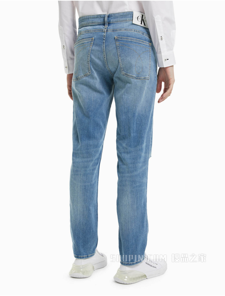 Calvin Klein 男士低腰水洗做旧破洞时尚牛仔裤J319332