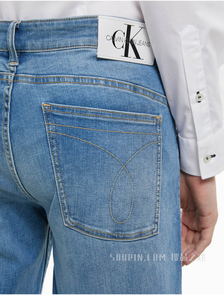 Calvin Klein 男士低腰水洗做旧破洞时尚牛仔裤J319332