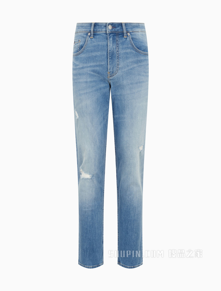 Calvin Klein 男士低腰水洗做旧破洞时尚牛仔裤J319332