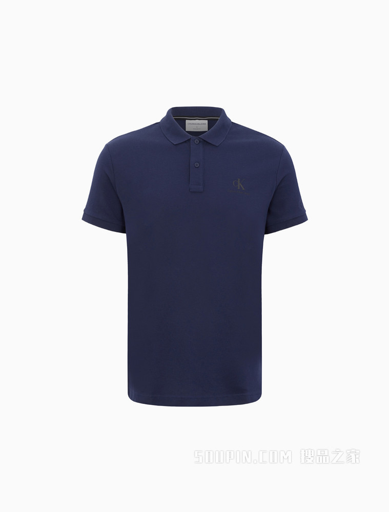 Calvin Klein 男装两粒扣半开襟罗纹翻领网眼针织短袖polo衫 J319635