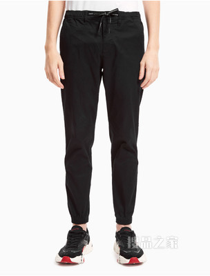 Calvin Klein 男士束脚松紧腰抽绳刺绣LOGO休闲裤J319606